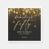 Black Gold Glitzer Sparkle Glam 50. Geburtstag Serviette (Vorderseite)