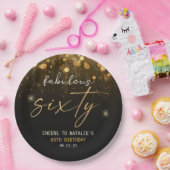 Black Gold Glitzer Sparkle Glam 60. Geburtstag Pappteller (Party)