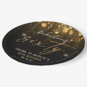 Black Gold Glitzer Sparkle Glam 60. Geburtstag Pappteller (Schrägansicht)