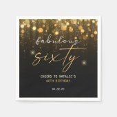 Black Gold Glitzer Sparkle Glam 60. Geburtstag Serviette (Vorderseite)
