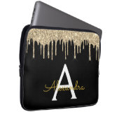 Black Gold Glitzer Sparkle Monogram Laptopschutzhülle (Vorne Rechts)