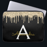 Black Gold Glitzer Sparkle Monogram Laptopschutzhülle<br><div class="desc">Schwarze und goldene Imitate Dripping Modern and Elegant Girly Glitzer and Sparkle Elegant Monogram Case. Dieser Fall kann so angepasst werden,  dass er Ihren Anfangs- und Vornamen enthält.</div>
