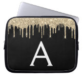 Black Gold Glitzer Sparkle Monogram Laptopschutzhülle (Vorderseite)