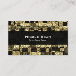 Black & Gold Glitzer Squares Chic Business Card Visitenkarte