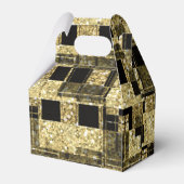 Black & Gold Glitzer Squares Chic Gastgeschenk Box Geschenkschachtel (Rückseite)