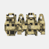 Black & Gold Glitzer Squares Chic Gastgeschenk Box Geschenkschachtel (Ungefaltet)