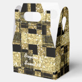 Black & Gold Glitzer Squares Chic Gastgeschenk Box Geschenkschachtel (Geöffnet)