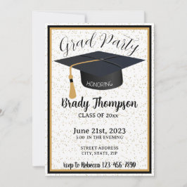 Black & Gold Glitzer & Stars 2 Foto Grad Party Einladung