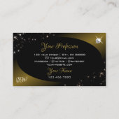 Black Gold Glitzer Stars Diamonds Initialen Visitenkarte (Rückseite)