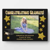 Black & Gold Glitzer Stars Gratulationsstudium Fotoplatte (Vorderseite)