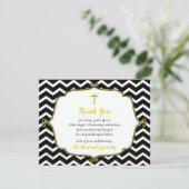 Black Gold Glitzer Taufe Vielen Dank Einladung (Stehend Vorderseite)