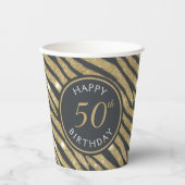 Black & Gold Glitzer Tiger Streifen 50. Geburtstag Pappbecher (Vorderseite)