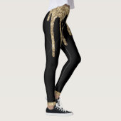 Black Gold Glitzer Tropfen Chic individuelle Name Leggings (Rechts)