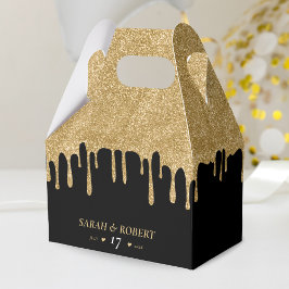 Black & Gold Glitzer Tropfen Hochzeit Geschenkschachtel