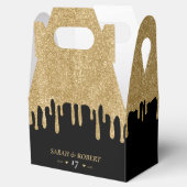 Black & Gold Glitzer Tropfen Hochzeit Geschenkschachtel (Geöffnet)