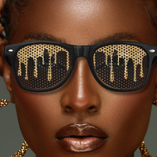 Black & Gold Glitzer Tropfen Partybrille