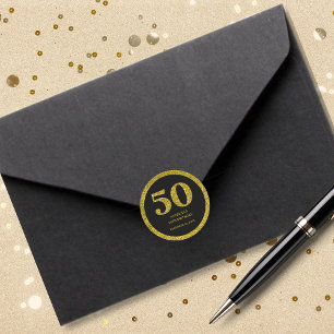 Black Gold Glitzer Typografie 50. Geburtstagsparty Runder Aufkleber