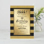 Black & Gold Glitzer Überraschung 21. Geburtstag A Einladung (Stehend Vorderseite)