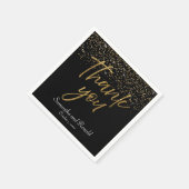 Black & Gold Glitzer Vielen Dank für Ihre Hochzeit Serviette (Ecke)