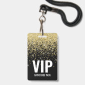 Black Gold Glitzer VIP Pass mit QR Code ID Ausweis (Vorderseite mit Lanyard)