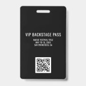 Black Gold Glitzer VIP Pass mit QR Code ID Ausweis (Rückseite)
