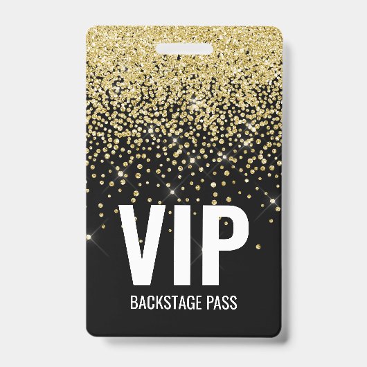 Black Gold Glitzer VIP Pass mit QR Code ID Ausweis (Vorderseite)