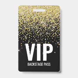 Black Gold Glitzer VIP Pass mit QR Code ID Ausweis