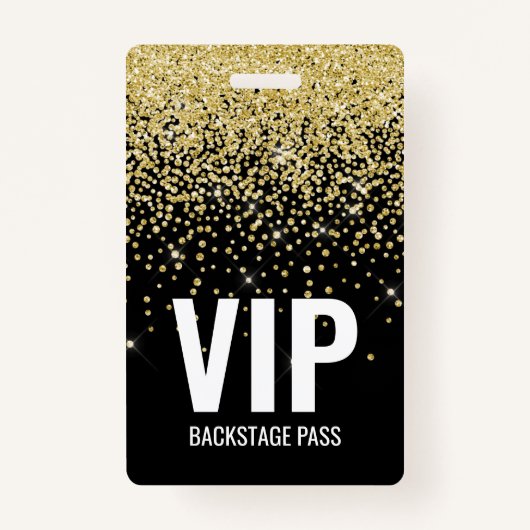 Black Gold Glitzer VIP Pass mit QR Code ID Ausweis (Vorderseite)