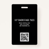 Black Gold Glitzer VIP Pass mit QR Code ID Ausweis (Rückseite)