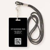 Black Gold Glitzer VIP Pass mit QR Code ID Ausweis (Rückseite mit Schlüsselband)