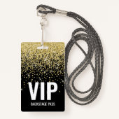 Black Gold Glitzer VIP Pass mit QR Code ID Ausweis (Vorderseite mit Schlüsselband)