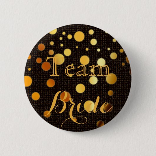 Black Gold Glitzer Wedding Team Bride Button (Vorderseite)