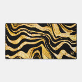 Black & Gold Glitzer Zebra Monogram hinzufügen Abs Schreibtischunterlage (Vorderseite)