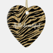 Black Gold Glitzer Zebra Print Keramik Ornament (Rechts)