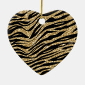 Black Gold Glitzer Zebra Print Keramik Ornament (Hinten)