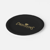 Black & Gold Glückwunschklasse Abschluss Pappteller (Schrägansicht)