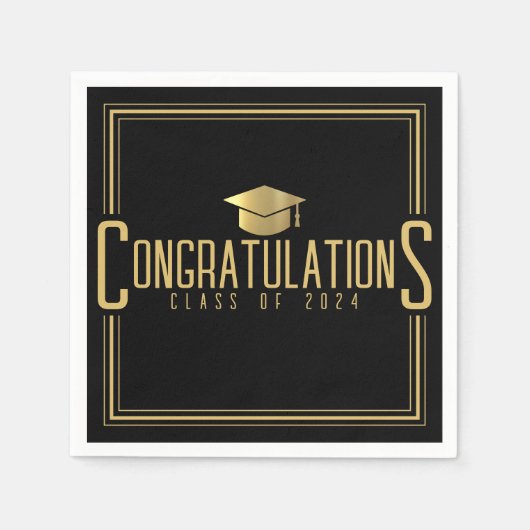 Black & Gold Glückwunschklasse Abschluss Serviette (Vorderseite)