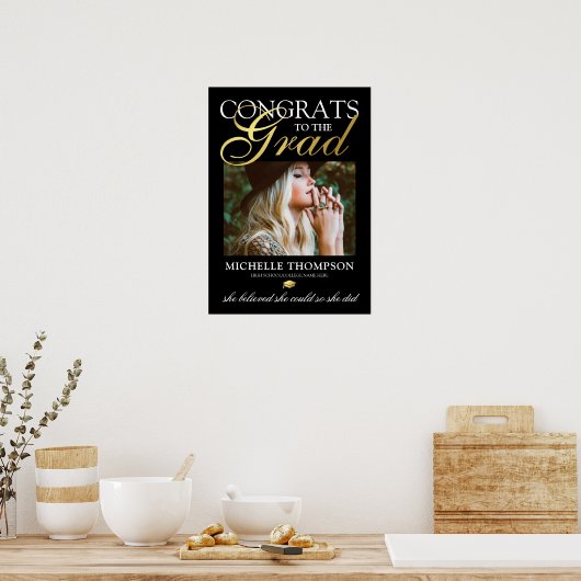 Black Gold Glückwunschs Graduate Poster (Küche)