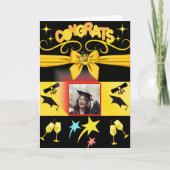 Black & Gold Glückwunschs Moderne Abschluss Studie Karte (Vorderseite)