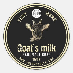 Black Gold Goat's Milk Soap Label   Ziegenlogo Runder Aufkleber