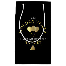 Black & Gold Golden Years 65. Geburtstagsparty Kleine Geschenktüte
