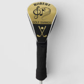 Black & Gold Golf Swings Personalisiert Headcover (Vorderseite)