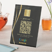 Black Gold Google Reviews Business Link QR Code   Sockelschild (In Situ)