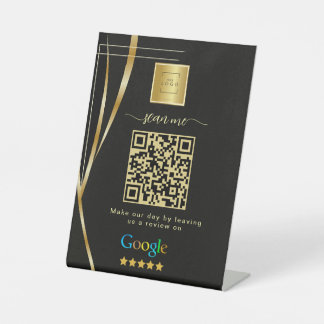 Black Gold Google Reviews Business Link QR Code   Sockelschild