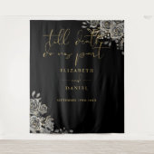 Black Gold Goth Rose Floral Wedding Foto Prop Wandteppich (Vorderseite)