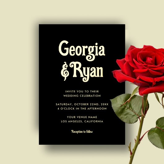 Black & Gold Gothic Halloween Wedding Foil Einladu Folieneinladung