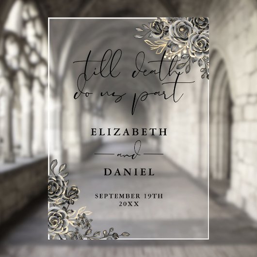 Black Gold Gothic Rose Blumenhochzeit Acrylschild