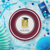 Black & Gold GRAD | Editable Maroon | Abschluss Pappteller (Party)