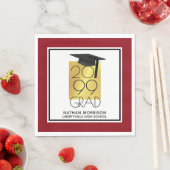 Black & Gold GRAD | Editable Red | Abschluss Serviette (Beispiel)