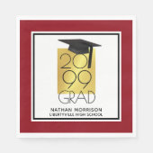 Black & Gold GRAD | Editable Red | Abschluss Serviette (Vorderseite)